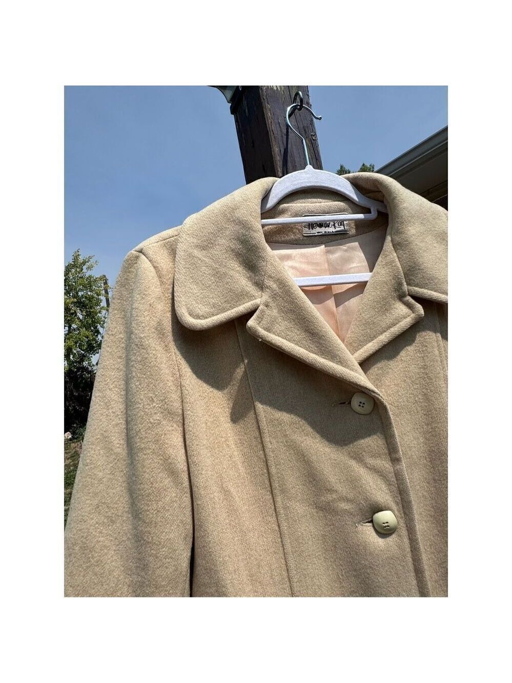 Vintage Herman Kay wool coat baby pink satin lining - Picture 3 of 13